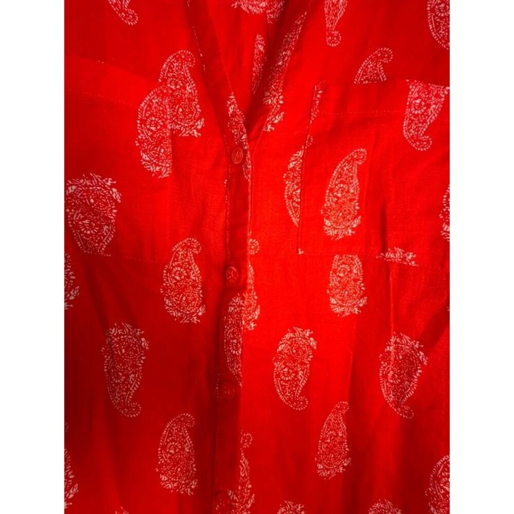 Old Navy Petite Red Paisley Button Front Tunic Blouse with Attached Cami Size M - Picture 4 of 11